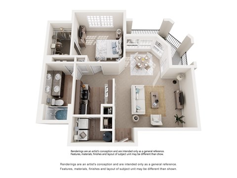 Floor plan for 1 bed, 1 bath, 788 sqft